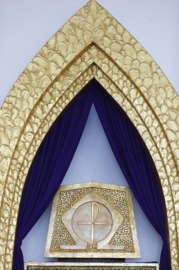 Bai Dau Kilisesi. Dini sembollerle dolu bir tapınak. Vung Tau. Vietnam.