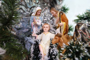 Doğum sahnesi. Noel beşiği. Ho Chi Minh Şehri. Vietnam.