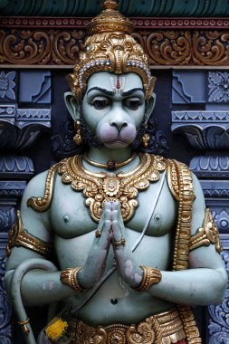 Sri Krishnan Hindu tapınağı. Hanuman ya da Anjaneya, Hindu maymun tanrısı. Singapur. 