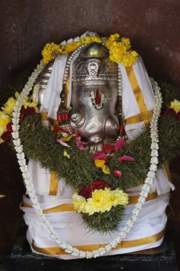 Sri Krishnan Hindu tapınağı. Hint Hindu Fil Tanrısı Ganesh (Ganesha veya Ganapati). Singapur. 