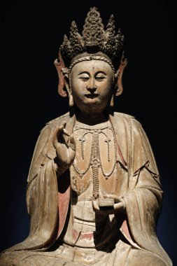 Asya Sivil Müzesi. Guanyin, merhametin Bodhisattva 'sı. Çin, Ming Hanedanı. Söğüt ağacı. Singapur. 
