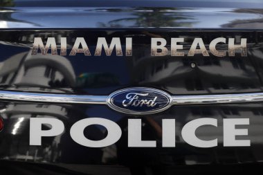 Miami Beach (Florida) Polis Departmanı 'ndan Ford Crown Victoria. Miami, Florida, ABD.