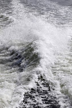 Mekong nehrinde sürat teknesinin yolu. Vung Tau. Vietnam.