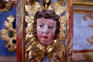 Gollet Barok Şapeli. Melek heykeli. Saint-Gervais. Fransa.