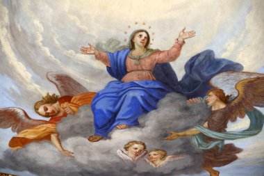 Saint-Grat Kilisesi. Meryem 'in Cennet Valgrisenche' e kabulü. İtalya. 