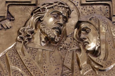 Katolik kilisesi. Haçın yolu. İsa 'nın Tutkusu. İsa Kudüs 'ün kadınlarıyla tanışır. İstasyon 8. 