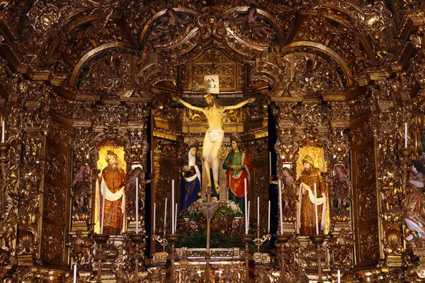 stock image The Sanctuary of Senhor Bom Jesus. Jesus in the cross. The cruficixion. Baroque altar. Matosinhos. Portugal. 