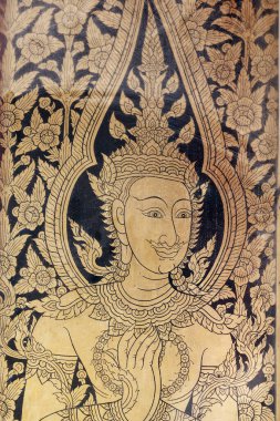 Wat Pho tapınağı. Dekoratif kapı. Bangkok 'ta. Tayland.