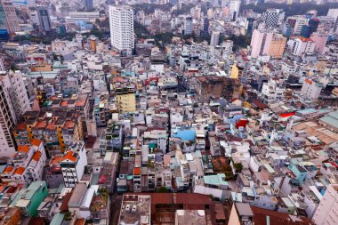 Gündüzleri konut evleriyle hava manzarası. Ho Chi Minh şehri. Vietnam. 