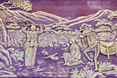 Phap Vien Minh Dang Quang pagoda. Prens Siddhartha, Anoma Nehri 'nin kıyısındaki dünyevi hayatından feragat etmek için saçını kesti.