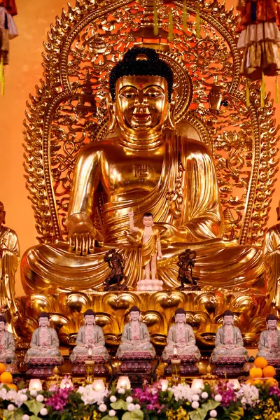 Quang Khanh Pagode Riesige Goldene Buddha Sakyamuni Statue Auf Dem — Stockfoto