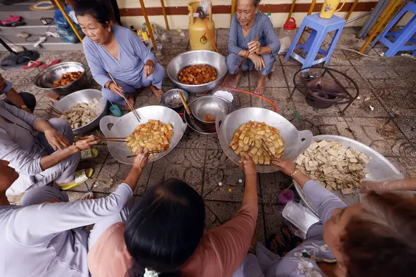 Buddhistische Pagode Phuoc Hue Vegetarisches Essen Für Buddhistische Mönche Kochen — Stockfoto