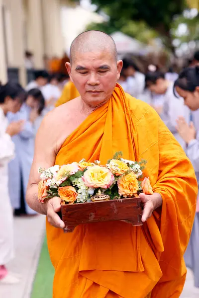 Pagode Bouddhiste Phuoc Hue Cérémonie Bouddhiste Procession Entrée Des Moines — Photo
