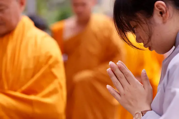 Phuoc Hue Boeddhistische Pagode Boeddhistische Ceremonie Entree Processie Van Monniken — Stockfoto