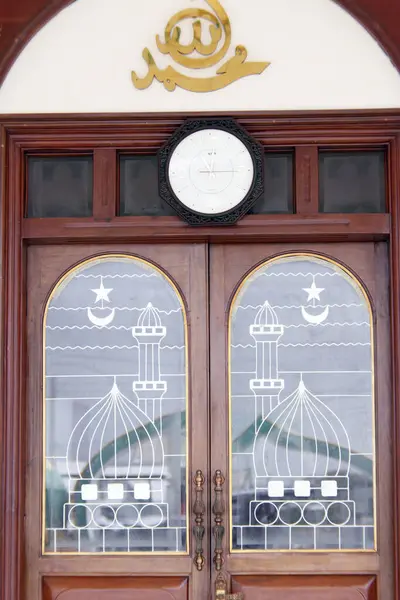 Jamiul Azhar mosque.  Door with islamic decoration.  Vietnam.