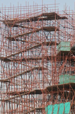 Cennetin Tapınağı 'nın çatısının tamiri. Çin. 