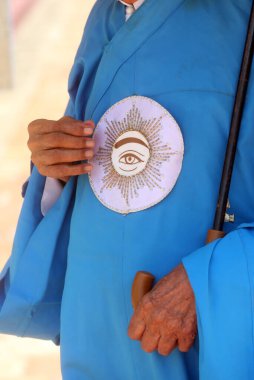  Cao Dai Holy See Tapınağı. Yaşlı rahip. Thay Ninh. Vietnam. 