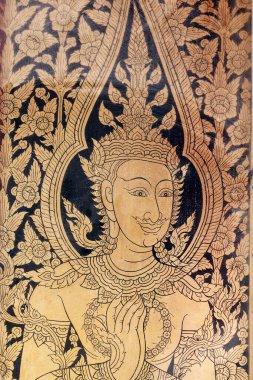 Wat Pho tapınağı. Dekoratif kapı. Bangkok 'ta. Tayland.