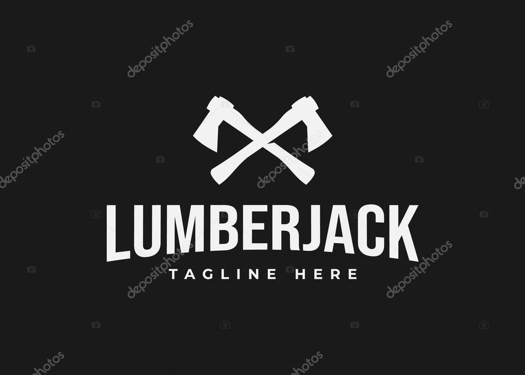 Lumberjack axe logo design vector illustration