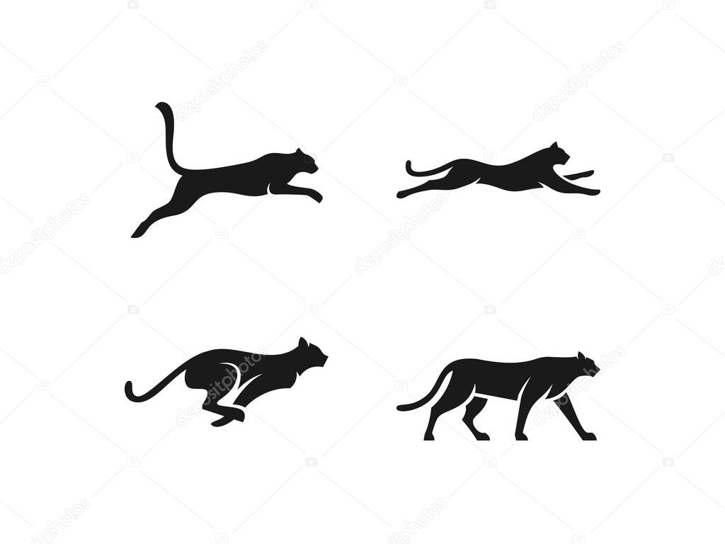 Set of cheetah logo vector icon illustration