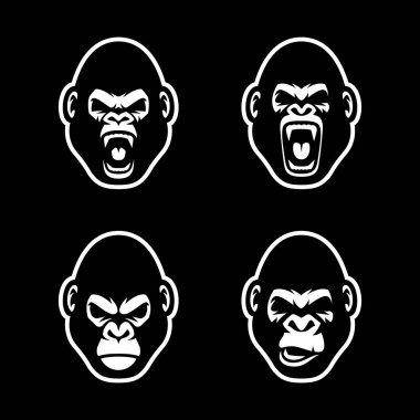 Goril logo vektör çizimi seti