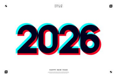 Canlı renklerde cesur bir metin efekti içeren 2026 yılbaşı tasarımı dijital ortam için mükemmel