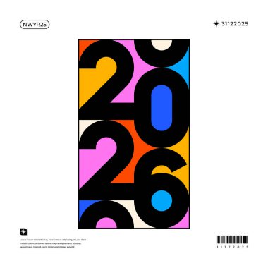 Canlı ve modern bir tasarım 2026 yılını dinamik renk kombinasyonlarıyla sergiliyor.