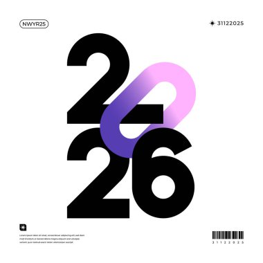 Canlı ve modern bir tasarım 2026 yılını dinamik renk kombinasyonlarıyla sergiliyor.