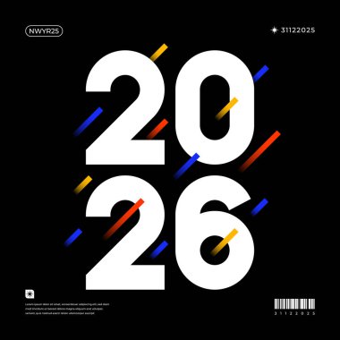 Canlı ve modern bir tasarım 2026 yılını dinamik renk kombinasyonlarıyla sergiliyor.