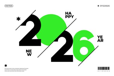 Canlı ve modern bir tasarım 2026 yılını dinamik renk kombinasyonlarıyla sergiliyor.