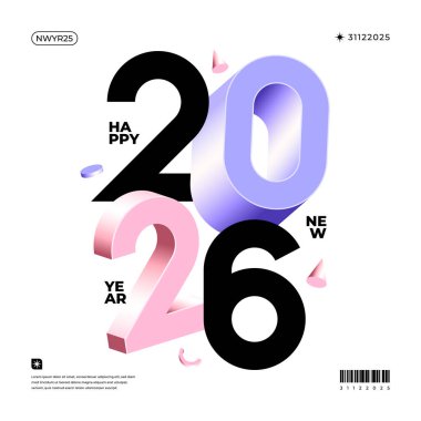 Canlı ve modern bir tasarım 2026 yılını dinamik renk kombinasyonlarıyla sergiliyor.