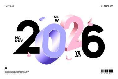 Canlı ve modern bir tasarım 2026 yılını dinamik renk kombinasyonlarıyla sergiliyor.