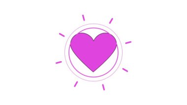 Pembe kalp beyaz ekranda görünür, vektör animasyonu çift vuruştan sonra veya sosyal medyada gibi