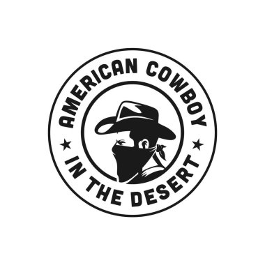 Batı kovboyu, haydut amerikan logosu. Özel vektör.