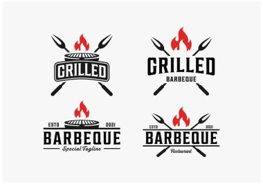 rustik ızgara barbekü logosu tasarımı