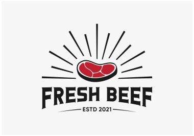 Klasik taze et logosu tasarımı premium vektörü