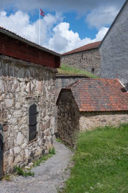 Norveç, Halden 'de bir ortaçağ kalesi olan Fredriksten Festning' in iç manzarası.