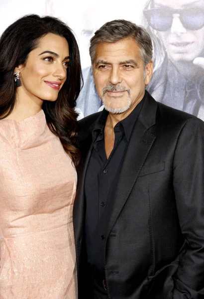 Amal Clooney George Clooney Estréia Los Angeles Our Brand Crisis — Fotografia de Stock