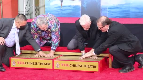 James Cameron Jon Landau Hand Footprint Ceremony Held Tcl Chinese — Stock Video