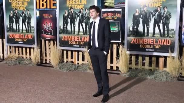 Jesse Eisenberg Los Angeles Premiere Zombieland Double Tap Held Regency — Stockvideo