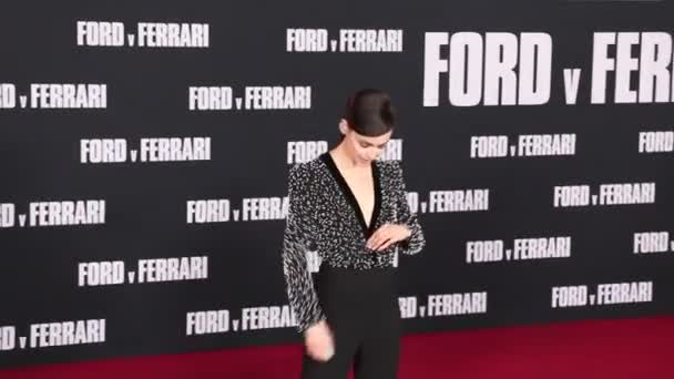 索菲亚 卡森出席了2019年11月4日在Usa好莱坞Tcl中国剧院举行的 福特V法拉利 的洛杉矶首映式 — 图库视频影像