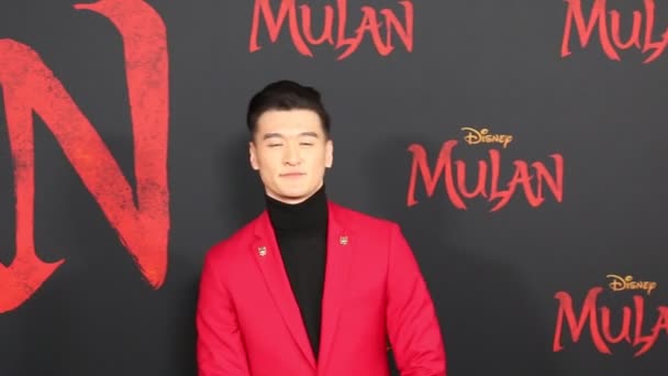Chen Tang World Premiere Disney Mulan Held Dolby Theatre Hollywood — Stockvideo