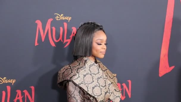 Marsai Martin World Premiere Disney Mulan Held Dolby Theatre Hollywood — Stockvideo
