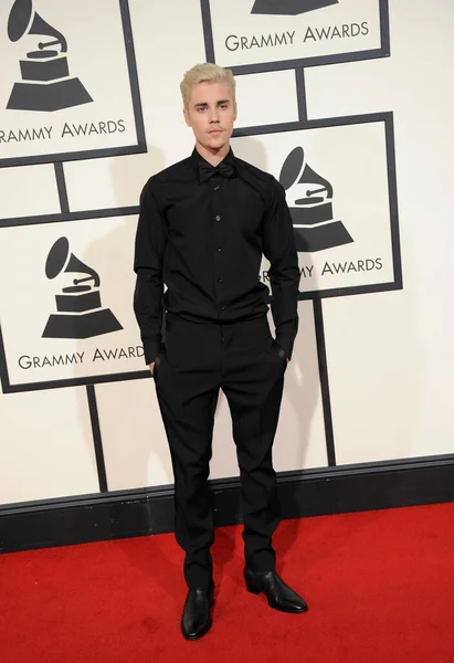 Justin Bieber Los 58º Premios Grammy Celebrados Staples Center Los — Foto de Stock