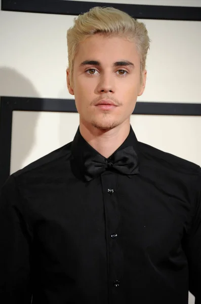 Justin Bieber Los 58º Premios Grammy Celebrados Staples Center Los — Foto de Stock