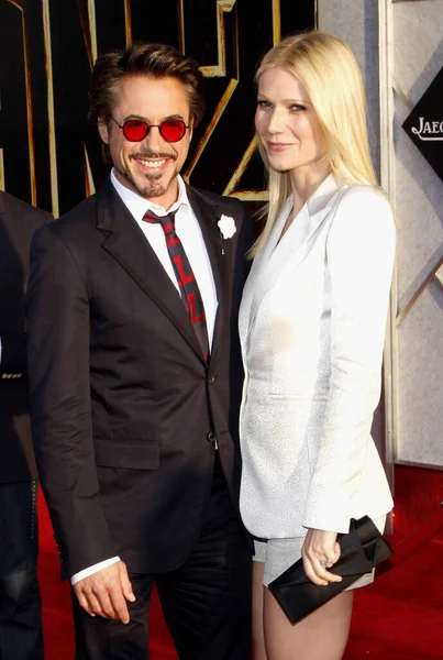 Robert Downey Gwyneth Paltrow Los Angeles Premiere Iron Man Held — Stock Photo, Image