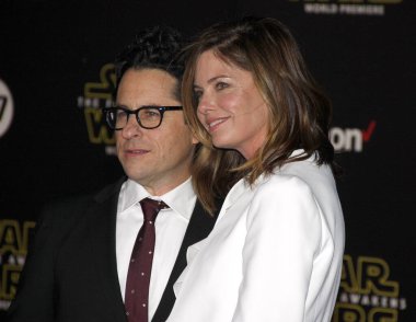 HOLLYWOOD, CA - J.J. Abrams and Katie McGrath at the World premiere of 'Star Wars: The Force Awakens' held at the TCL Chinese Theatre in Hollywood, USA on December 14, 2015.