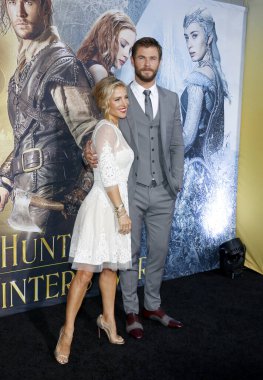 Chris Hemsworth and Elsa Pataky at the Los Angeles premiere of 'The Huntsman: Winter's War' held at the Regency Village Theatre in Westwood, USA on April 11, 2016.