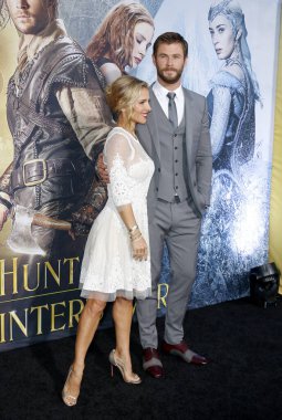 Chris Hemsworth and Elsa Pataky at the Los Angeles premiere of 'The Huntsman: Winter's War' held at the Regency Village Theatre in Westwood, USA on April 11, 2016.