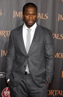 50 Cent at the Los Angeles premiere of 'Immortals 3D' held at the Nokia Theatre L.A. Live in Los Angeles on November 7, 2011.